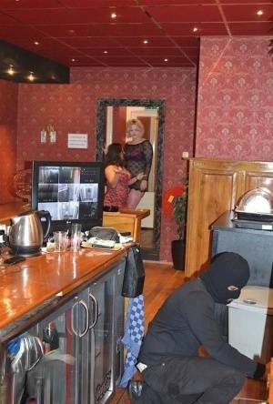 Amateur chick Kimberly Scott and a girlfriend disrobe a hooded male robber on justmyfans.pics