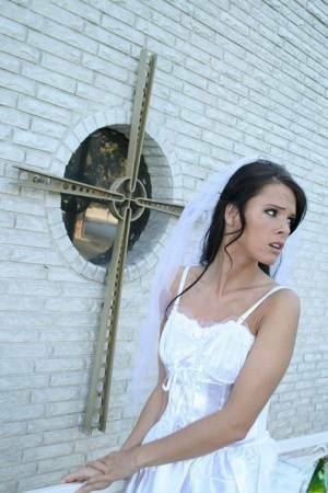 MILF babe in bride's dress Jennifer Dark spreading pussy on justmyfans.pics