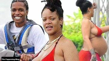 Pregnant Rihanna is Seen in a Red Bikini in Barbados - Barbados on justmyfans.pics