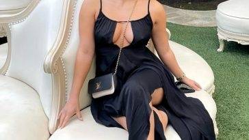 Francia Raisa Shows Her Pokies in a Black Dress - fapfappy.com