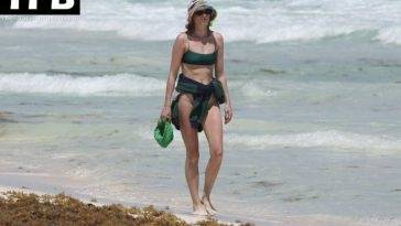 Elsa Hosk Looks Stunning in a Green Bikini on the Beach in Tulum on justmyfans.pics
