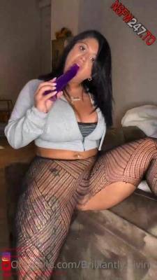 Brilliantly Divine fucks herself with purple dildo after giving a sloppy blowjob porn videos on justmyfans.pics
