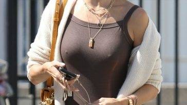 Alessandra Ambrosio Reveals Her Assets Under a Brown Tank as She Arrives at a Shoot in LA on justmyfans.pics