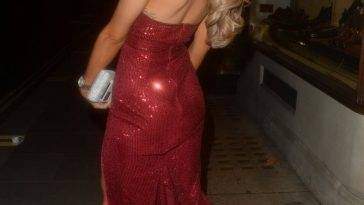 Aj Bunker Looks Sexy in a Red Dress in London on justmyfans.pics
