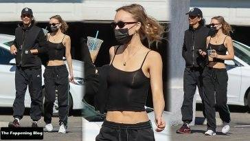 Braless Lily-Rose Depp and Her Boyfriend Yassine Stein Share Some PDA Before Getting Burgers - fapfappy.com