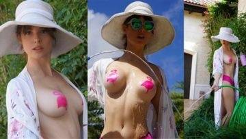 Amanda Cerny Nude Pink Flamingo Nipple Pasties Leaked - lewdstars.com