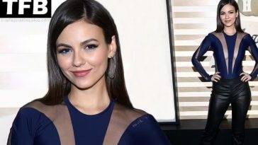 Victoria Justice Puts on a Busty Display in a Racy Mesh Top at the Homecoming Weekend Super Bowl Bash on justmyfans.pics