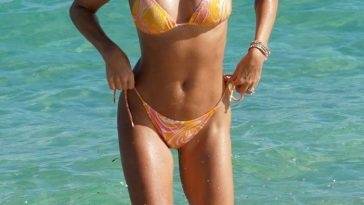 Sylvie Meis Rocks a Skimpy Orange Bikini at the Beach in Miami on justmyfans.pics