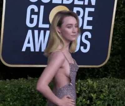 Saoirse Ronan flaunting her golden globes at the Golden Globes on justmyfans.pics