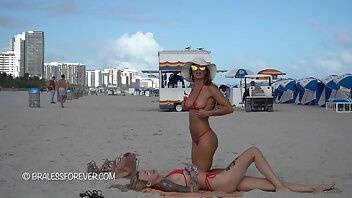 Bralessforever - Alex Red Bikinis on the Beach on justmyfans.pics