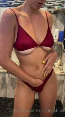 Christina Khalil Shower Bikini Strip Onlyfans Video  on justmyfans.pics