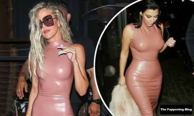 Khloe Kardashian Shows Off Her Toned Up Body in a Pink Dress During Family Dinner in WeHo on justmyfans.pics