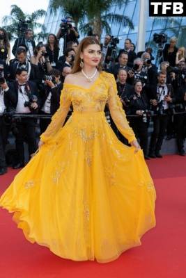 Blanca Blanco Looks Hot in a See-Through Yellow Dress at the 75th Annual Cannes Film Festival on justmyfans.pics