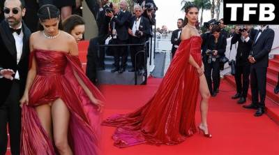 Sara Sampaio Displays Her Sexy Legs & Underwear at the 75th Annual Cannes Film Festival on justmyfans.pics