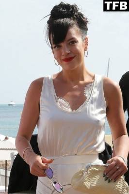 Lily Allen Arrives by Boat and Crosses the Croisette in Front of the Martinez Hotel During the Cannes Film Festival on justmyfans.pics