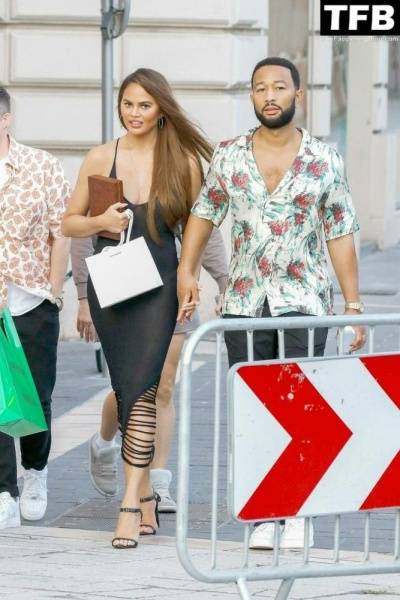 Chrissy Teigen Goes Braless Under a Very Sexy Sheer Black Dress in France - France on justmyfans.pics