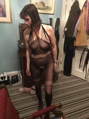 Older amateur Slut Scot Susan shows her beaver on a bed in a bodystocking - Scotland on justmyfans.pics
