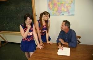 2 cheerleaders jerk off their geography teacher on top of his desk on justmyfans.pics