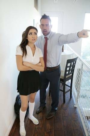 Naughty schoolgirl Melissa Moore spanked hard by her stepdad for misbehaving on justmyfans.pics