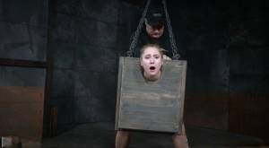 Blonde girl Odette Delacroix is made to suck a black cock with head in stocks on justmyfans.pics