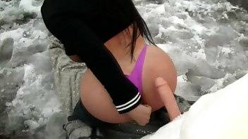 Korina Kova Snowman Outdoors Public Dildo Doggy Fucking Porn on justmyfans.pics